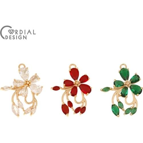 Cordial Design 30Pcs 18*23MM Jewelry Accessories/Crystal Pendant/Hand Made/Flower Shape/DIY Charms/Jewelry Findings & Components