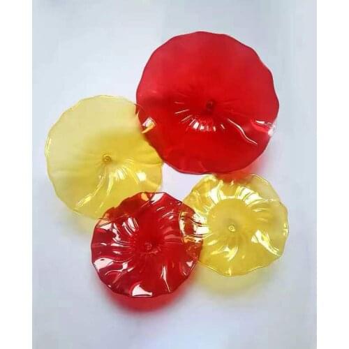 Elegant Art Decor Luxury Hand Blown Glass Hanging Plates Chihuly Murano Glass Wall Plates