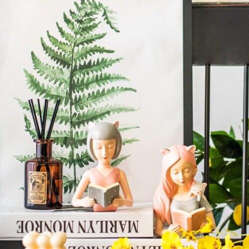 Nordic modern girl cute childrens room reading girl resin figurines desktop decoration ornaments home decoration wedding gifts