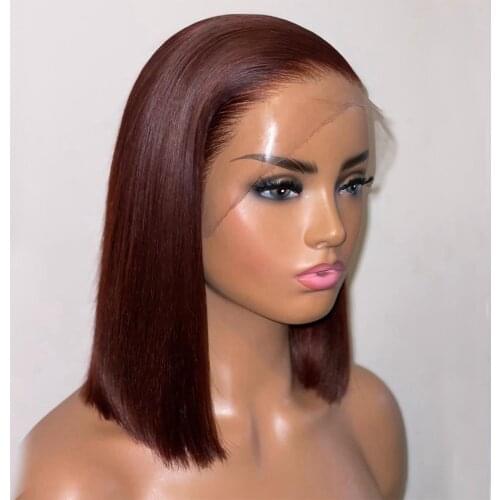 Short Bob 99J Lace Front Wigs for Women Brazilian Human Hair Remy 360 Lace Frontal Redish Human Hair Wigs