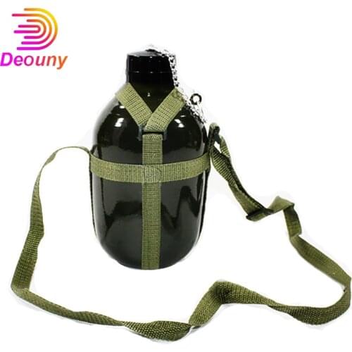 DEOUNY Hydroflask Army Green Flask Military Training Strap Drinker Outdoor Kettle Aluminum Hiking Water Bottles 1.2L Drinkware