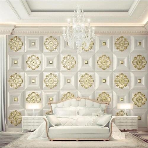 Custom wallpaper 3d фотообои golden embossed lattice luxury simple European soft background wall living room bedroom mural обои