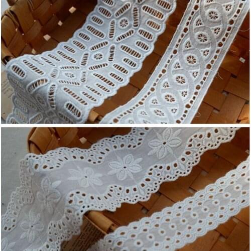 Cotton Cloth Hollow Bilateral Embroidery Lace Trim Fabric DIY Childrens Clothes Dress Home Decoration Material 5Y-15Yard/Lot