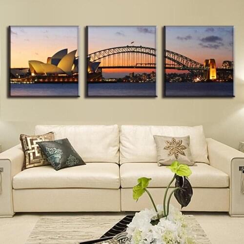 JIE DO ART 3 Pcs/Set Modern Wall Paintings The Sydney Opera House and Sydney Harbour Bridge Canvas Prints Art on Canvas