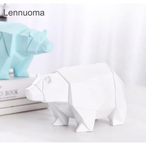 Lennuoma Nordic Polar Bear Piggy Bank Resin Crafts Decoration Creative Children Simple Home Decorative Animal Birthday Gifts