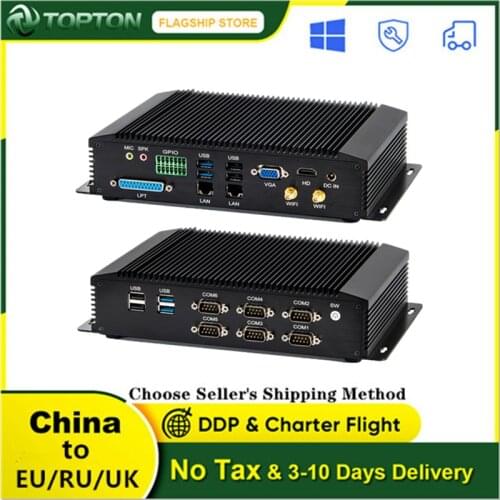 Newest Industrial Fanless Mini PC Computer Intel i7-8550U i5-8250U i3 DDR4 2*Intel Lans 6*COM 8*USB GPIO LPT HDMI VGA 3G/4G WiFi