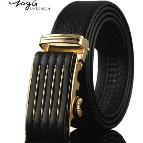 ZAYG Men Business Style Belt Designer Leather Strap Men Belt Automatic Buckle Belts For Men Leather Wedding Strap Jeans Belt
