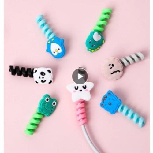 Cable Winder USB Charger Data Cable Protector Cover Accessories Universal Colorful Cartoon Silica Gel For Xiaomi Huawei Iphone
