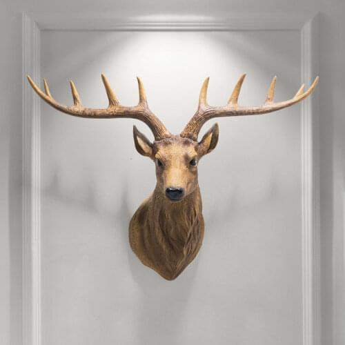 American Country Lucky Deer Head Wall Hanging Decoration Pendant Living Room Restaurant Entrance Hallway Aisle Background