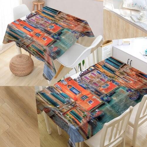 New Venice Tablecloth Art Simplicity Pattern Oxford Fabric Dustproof Dinner Table Cloth Party Decoration Table Cover