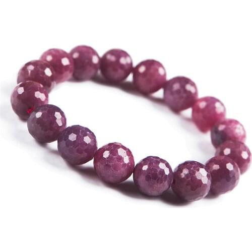2018 Newly Genuine Natural Red Gem Stone Faced Jewelry Beads Bracelet Stretch Crystal Trendy Lady Nice Crystal Bracelets 12mm