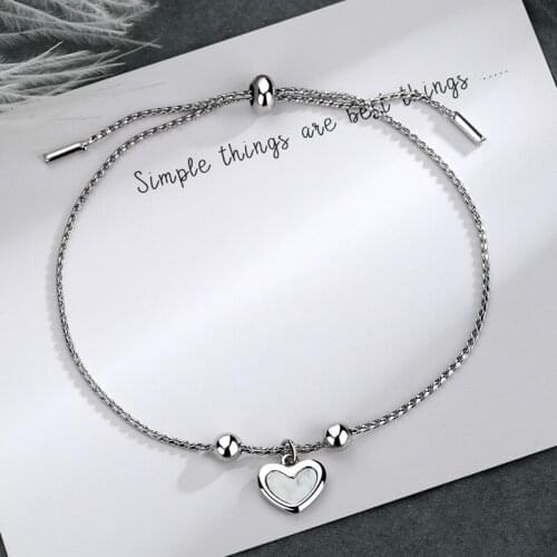 2021 New 925 Sterling Silver Heart Shape Charm Bracelet & Bangle For Women Wedding Jewelry sl024