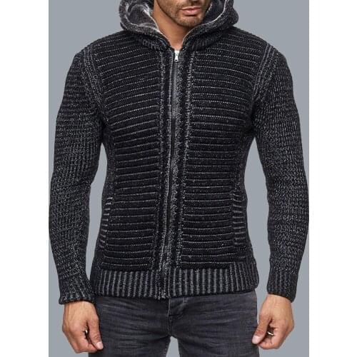 2021 New Sweater Mens High Neck Hooded Knitted Tops Autumn Winter Mens Clothing In Europe And America Solid Color Long Sleeve