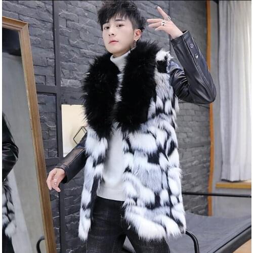 Autumn Mid-length faux leather jacket mens winter thicken warm fur leather coat men slim jackets jaqueta de couro fashion B111