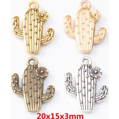 40 pieces of retro metal zinc alloy cactus pendant for DIY handmade jewelry necklace making 7974