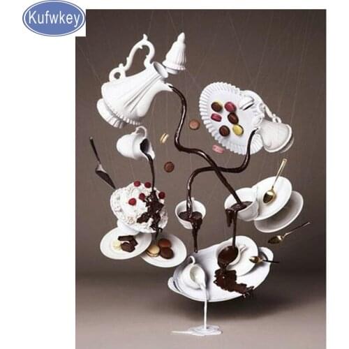Full Square/round Diamond,5D DIY Diamond Painting"chocolate/cake/cup" Diamond Embroidery display Cross Stitch,food Mosaic puzzle