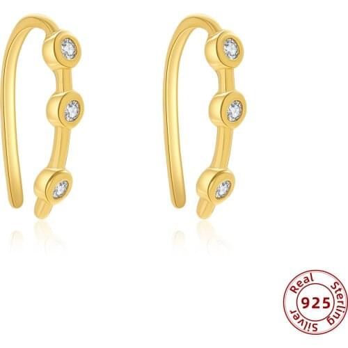 Real 925 Sterling Silver Hook Earrings for Women with CZ Zircon Ear Cuff Ear Piercing Silver Jewelry 2021 New