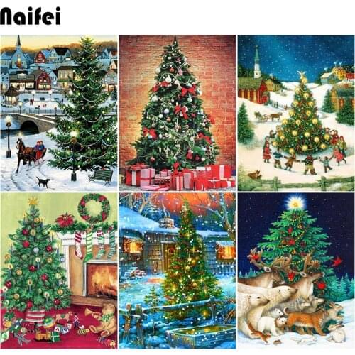 DIY square Diamond Painting Christmas Tree Picture Of Rhinestones Full Drill Diamond Embroidery Scenic Home Decor Xmas Kids Gift