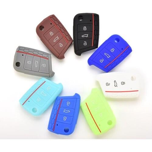 3 BTN Buttons Silicone Key Pouch Bag for Golf 7 GTI Flip Remote Key Protector Cover Cases Auto Car Accessories Hot