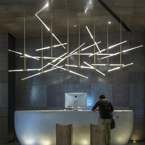 Modern Acrylic LED Lamps Tube Suspension Pendant Light for Dinning Room Bar Hotel Master Fixture Hotel Lobby Front Desk PA0312