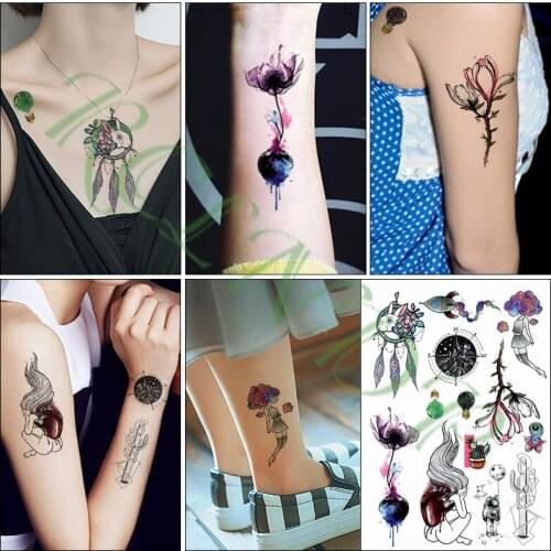 Waterproof Temporary Tattoo Sticker cartoon rabbit flower jewelry feather bulb astronaut Fake Tatto Flash Tatoo for kid girl Men