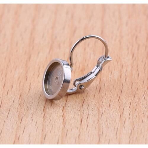 10pcs Stainless Steel Lever Back Earring Blanks 8mm 10mm 12mm Round Cabochon Earrings Base Settings Diy Jewelry Findings