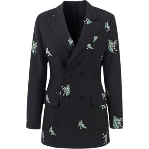 British style lapel black ol blazer women fashionable double breasted slim spring autumn small suit