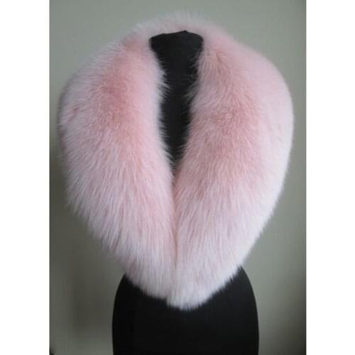 Genuine Pink 100% Real Fox Fur Collar Scarf Winter Coat Decoration Neck Keep Warm Natural Fox Fur Scarves Women Large Size Shawl