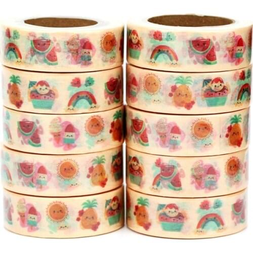 10pcs/Lot Decorative Smiling Fruit Watermelon Pineapple Rainbow Washi Tapes Bullet Journal Adhesive Masking Tape Papeleria