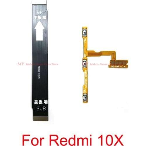 10 PCS Main Board Motherboard Connect LCD Flex Cable For Xiaomi Mi Redmi 10X Power ON OFF Volume Switch Flex Cable Repair Parts