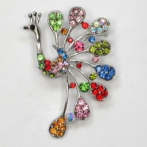 12pcs/lot Wholesale Fashion Brooch Rhinestone Peacock Pin brooches C102083