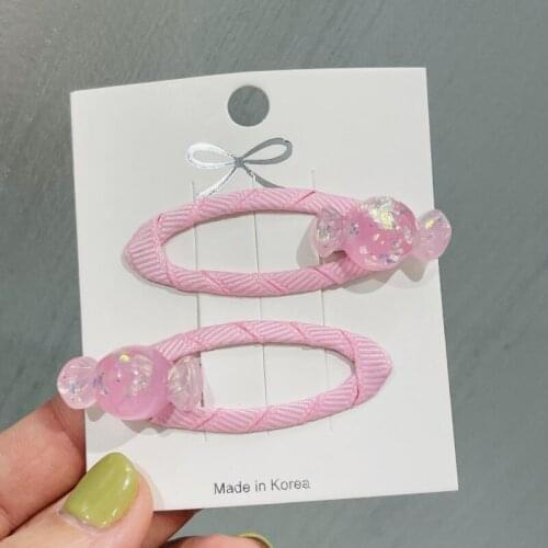 2Pcs/Set Girls Colorful Candy Shiny Hair Clips Kids Lovely Hairpins Headband Barrettes Children Fashion Hair Accessories Gift