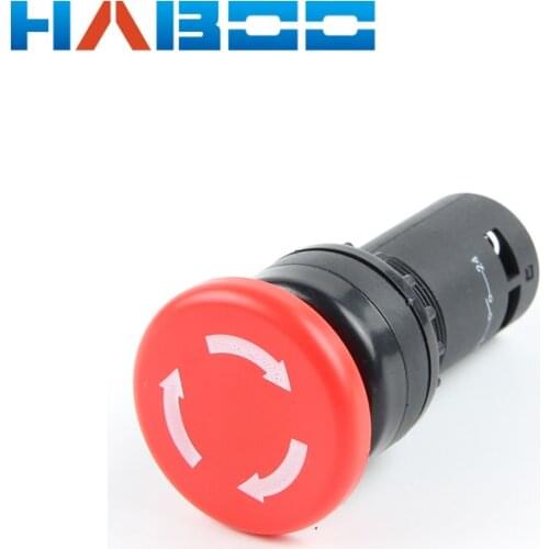 2pcs packing 22mm integrated e-stop button switch 1NO+1NC mushroom head emergency stop switch shipping free