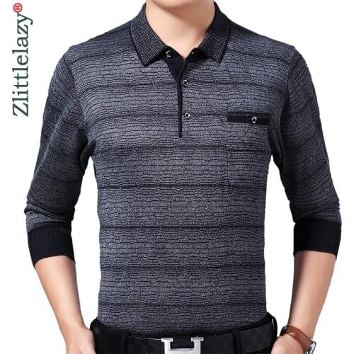2020 Brand Casual Pocket Fitness Long Sleeve Polo Shirt Men Poloshirt Jersey Striped Mens Polos Tee Shirts Dress Fashions 93007
