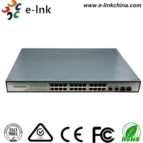 24x 10/100M Ethernet ports + 2x Gigabit TP/SFP combo ports IEEE802.3af, 15.4W, managed 24-Port PoE Switch