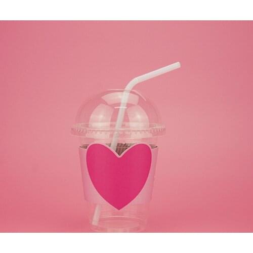 50pcs High quality heart shape kraft paper insulated cup cover 400ml 12oz disposable coffee tea cold hot drink cups with lids