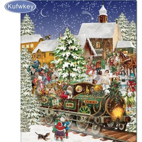 New 5D DIY Diamond Painting "christmas train" Embroidery Full round Diamond Cross Stitch Rhinestone Mosaic Painting Decor Gift