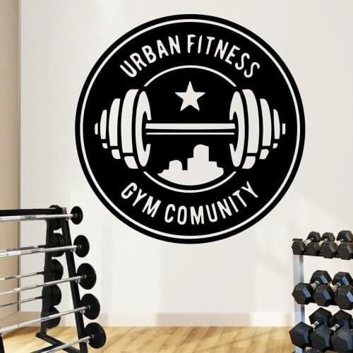Free Shipping GYM Emblem Wall Stickers For Fitness Rooms Wall Decals Home Decor Gym Wallpaper Mural