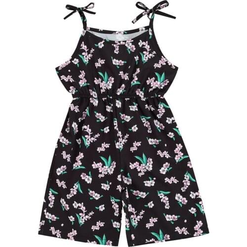 2021 0-24M Summer Boho Baby Girl Romper Bandage Floral Print Sleeveless O Neck Tunic Jumpsuit Playsuit Wide Leg Pants