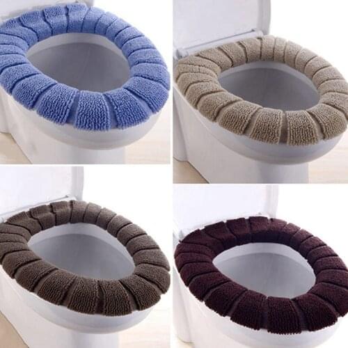 Winter Comfortable Velvet Coral Bathroom Toilet Seat Cover Winter Toilet Cover Household Close stool Random Color Seat Soft Case