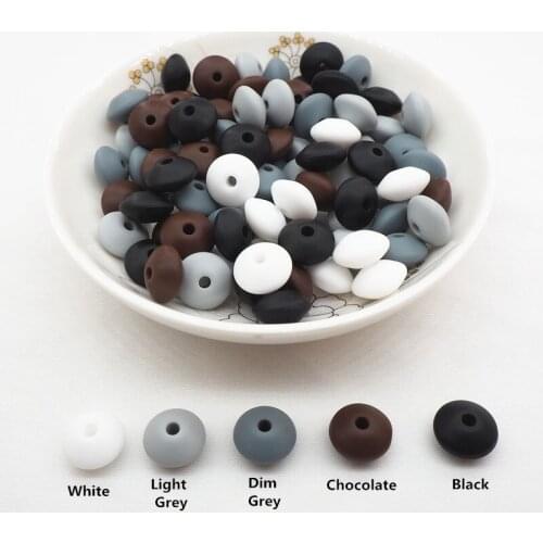 Chenkai 100pcs 12x7mm BPA Free Silicone Lentil Beads DIY Baby Abacus Teether Pendant Pacifier Jewelry Making Parts Cool Series