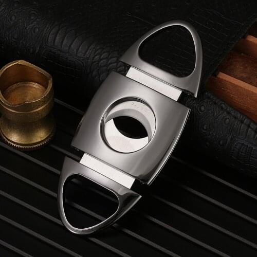 COHIBA Double Blades Stainless Steel Cigar Cutter Pocket Gadgets Zigarre Cutter Knife Cigars Scissors With Gift Box