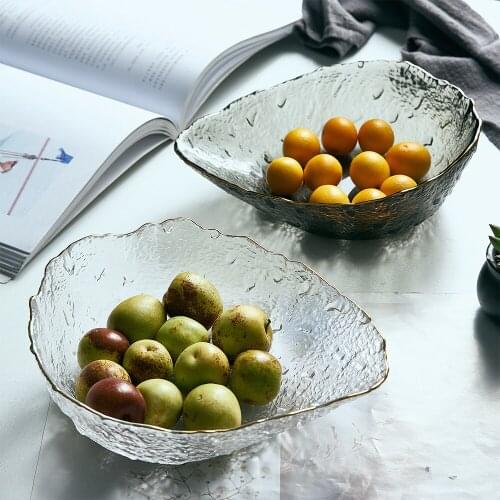 Living Room Decoration Storage Tray Fruit Candy Glass Plate Kitchen Dining Table Top Plate Large Capacity Plate New Years Goods