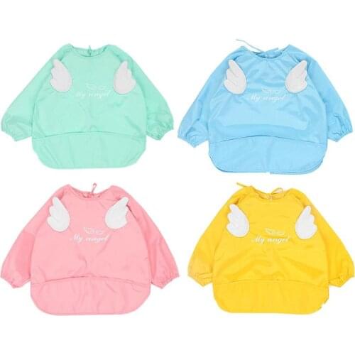 Childrens Waterproof Smock Long-Sleeved Autumn And Winter Angel Wings Anti-Hot Quick-Drying Anti-Dressing Clothes apron