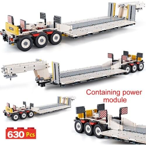 City Technical Engineering Transport Auto Truck Pallet Building Blocks Electric Trailer Vehicle Bricks Toys For Children Gifts
