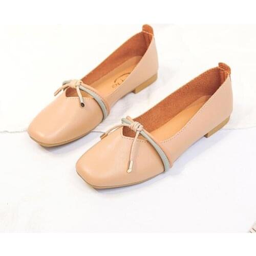 Bow-Knot Square Toe Elegant Casual Woman Shoe Female Footwear Shallow Mouth Modis All-Match Butterfly Dress Summer Grandma 2021