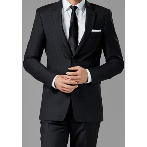 Tailor Made Fashion Handsome Black Men Suits Slim Fit Groom Tuxedo For Wedding Dress Dinner Party Male Clothing (Jacket+Pants)