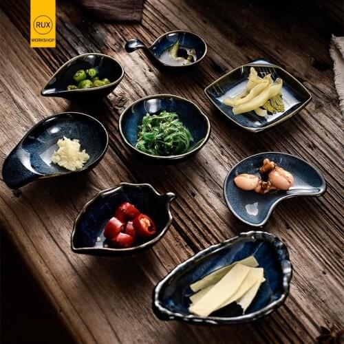 1Pcs Japanese Style Ceramic Sauce Dish Round Square Household Hotel Small Dish Seasoning Soy Sauce Dish Tableware