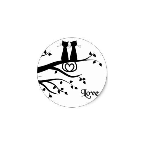 3.8cm Cats in Love Classic Round Sticker