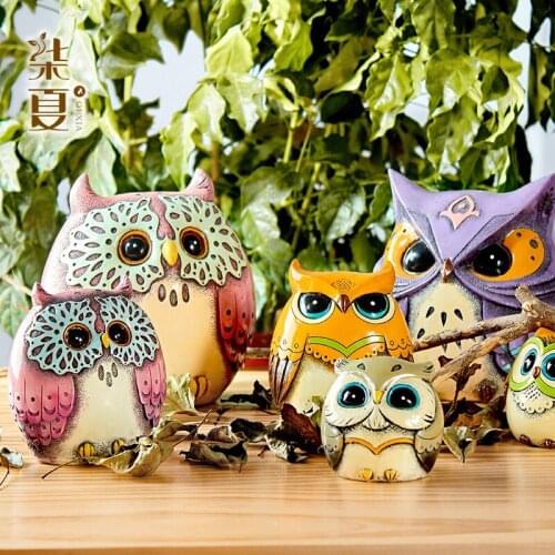 Simulation Owl Piggy Bank Children Room Creative Home Furnishing Resin Decoration Birthday Present Cute Animal Ornaments